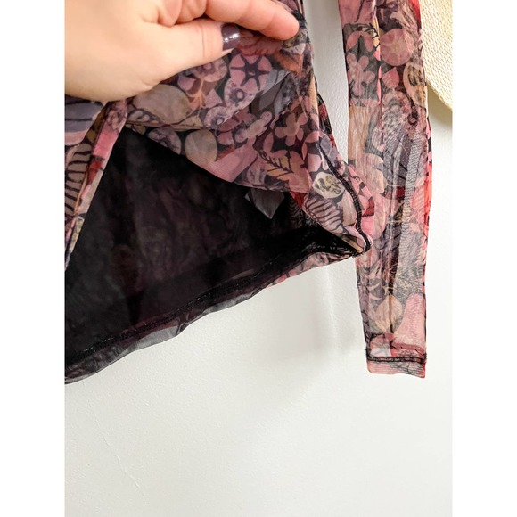 Anthropologie | Gauzy Turtleneck | Burgundy floral | Sz XS - Picture 6 of 9